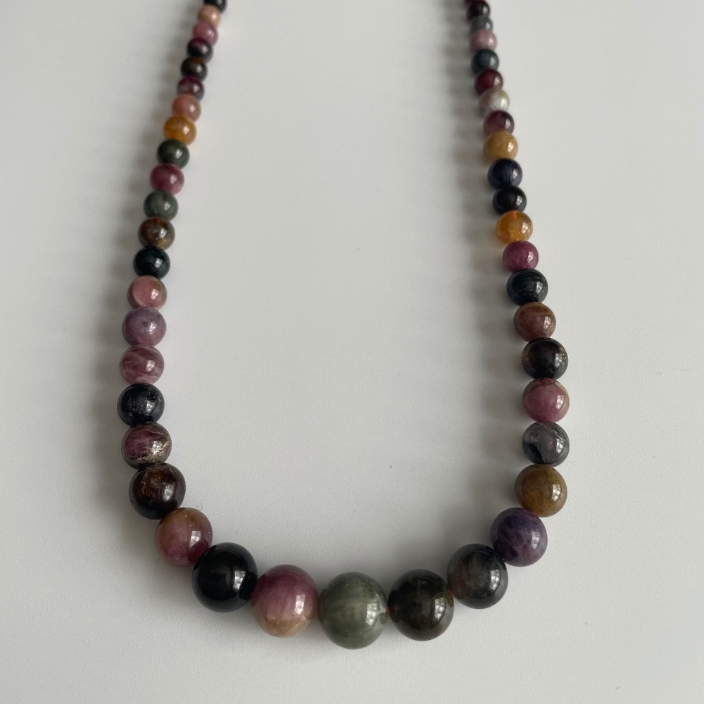 Graduated Beaded Tourmaline Necklace 18” NWT